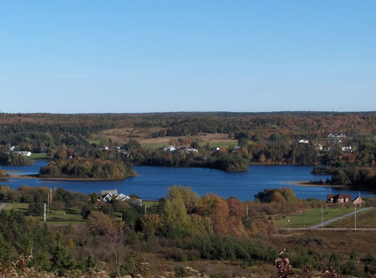 Sydney River viewed from Coxheath Hills, with Coxheath in the foreground and Howie Centre in the background